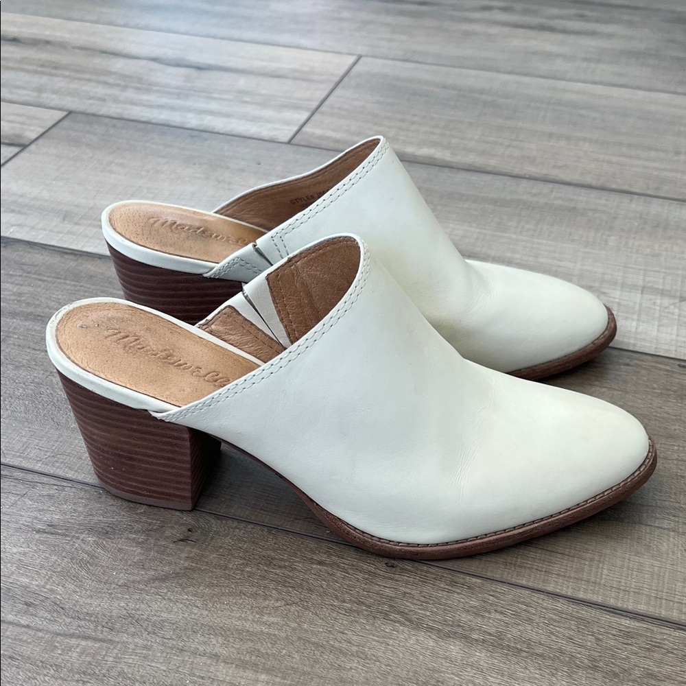 Madewell Harper Mule in Vintage Canvas Leather Slip-On Clog Loafer size 7.5